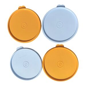 Vintage Tupperware Round Replacement Lids Set of 4 Orange Blue 6 Inch‎ 227-28
